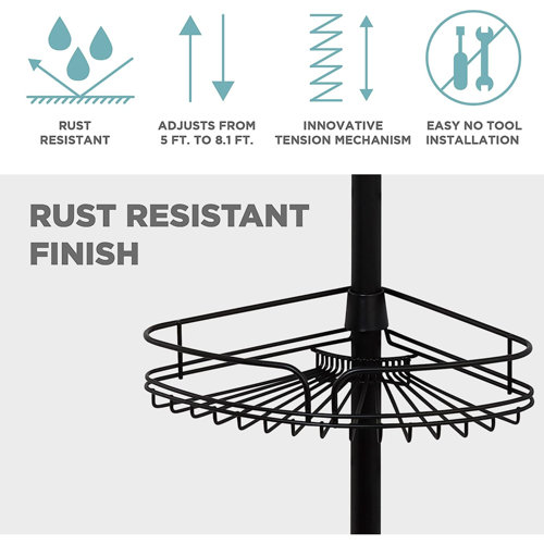 Rebrilliant Tension Pole Stainless Steel Shower Caddy Wayfair
